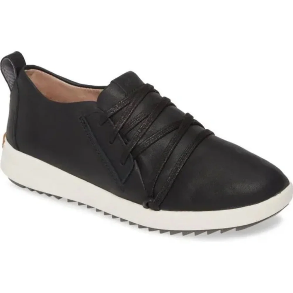 Olukai Malua Li Women’s Shoes Size 6 Black White Leather Lace-Up
